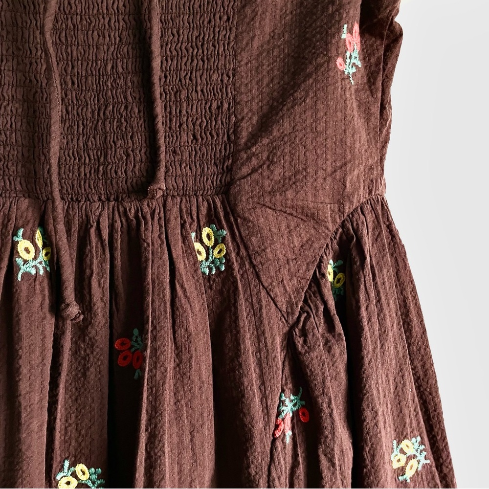Free People Maisie Floral Embroidered Midi Dress in Brown Combo Size M NWT - Picture 12 of 14